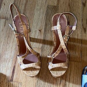 Ralph Lauren Natural Glazed Cork Heels